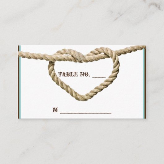 Heart Love Knot Western Mariage Cartes de place (Devant)