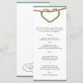 Heart Love Knot Western Mariage Menu (Devant / Derrière)