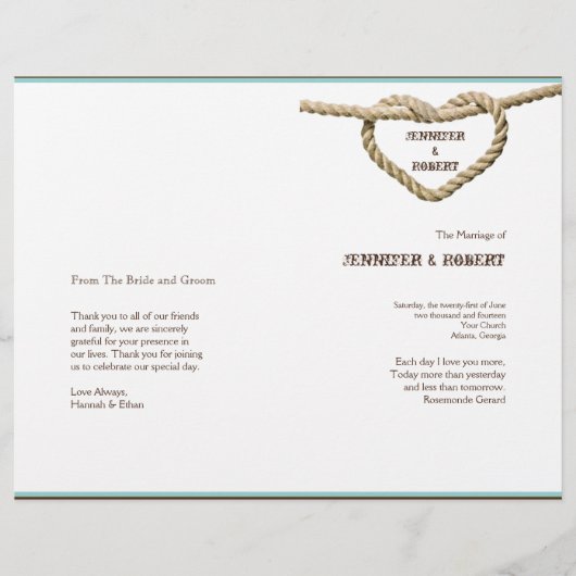 Heart Love Knot Western Wedding Program (Voorkant)