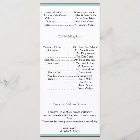 Heart Love Knot Western Wedding Program Programma (Achterkant)