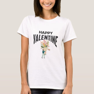 Heart Love Man met bloemetjes Artsy Valentijnsdag T-shirt
