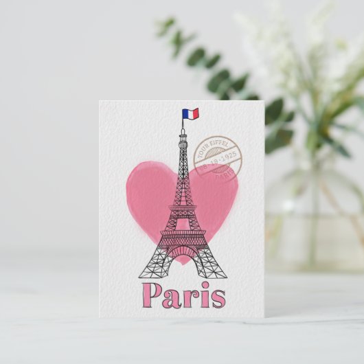 Heart Love Paris Tour Eiffel Carte postale (Debout devant)