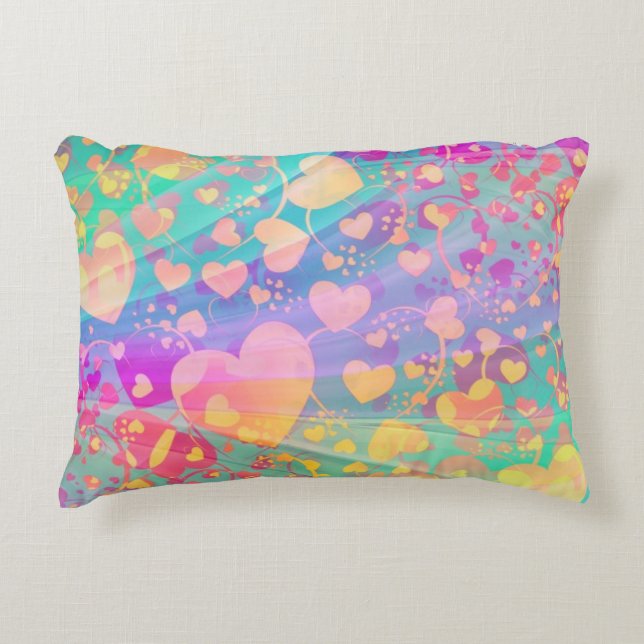 Heart Love Pattern Pastel Design Accent Kussen (Voorkant)