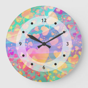Heart Love Pattern Pastel Design Grote Klok