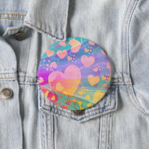 Heart Love Pattern Pastel Design Ronde Button 4,0 Cm