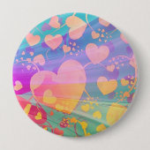 Heart Love Pattern Pastel Design Ronde Button 4,0 Cm (Voorkant)