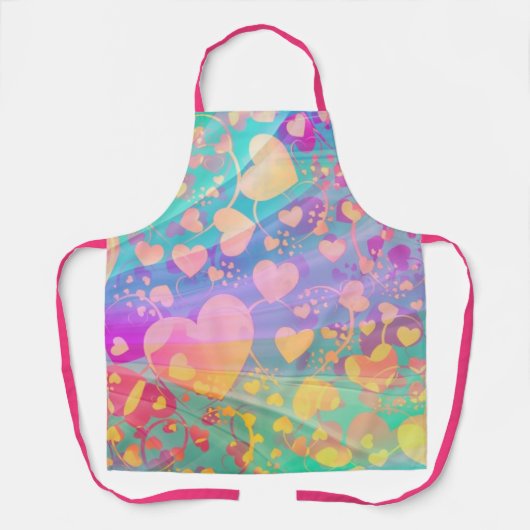 Heart Love Pattern Pastel Design Schort (Voorkant)