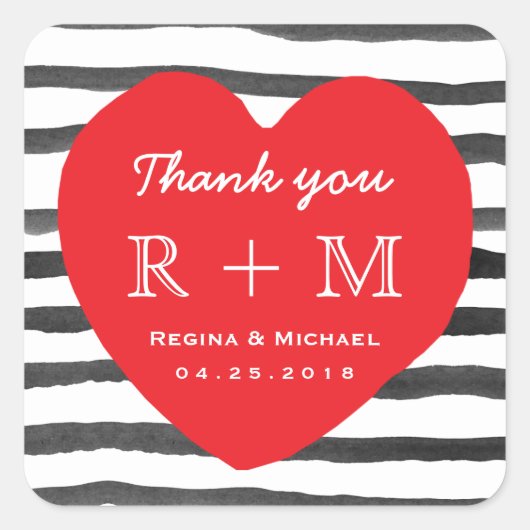 Heart Love Stripe Pattern Wedding for Sticker (Voorkant)