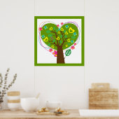 Heart love tree green custom poster (Keuken)