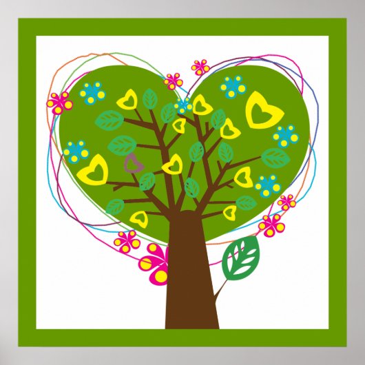 Heart love tree green custom poster (Voorkant)