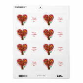 Heart love tree Le étiquette personnalisé de Valen (Feuille entière)