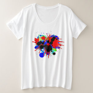 Heart Love Waterverf Brush Splatter Paint Rainbow Grote Maat T-shirt