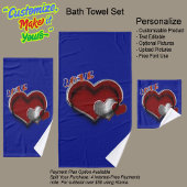 Heart Magic Royal Blauwe Badkamer Handdoek Set