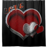 Heart Magic Zwart Douchegordijn met Liner (Voorkant)