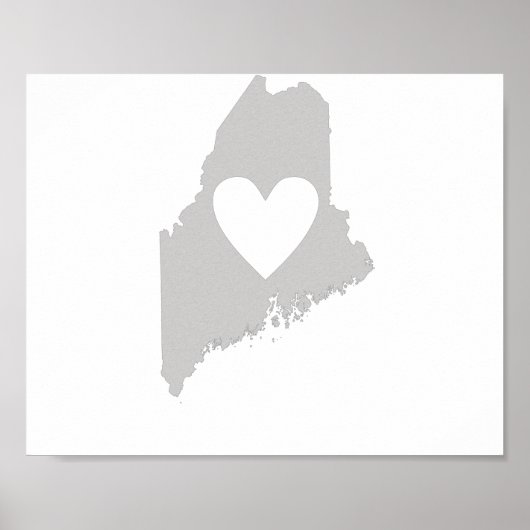 Heart Maine state silhouette Poster (Voorkant)