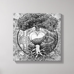 Heart Mandala Boom van het leven Canvas Afdruk
