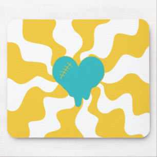Heart Melt - Turquoise en Yellow Muismat