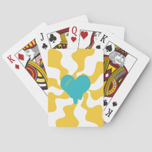 Heart Melt - Turquoise en Yellow Pokerkaarten