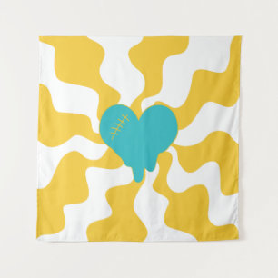 Heart Melt - Turquoise en Yellow Wandkleed