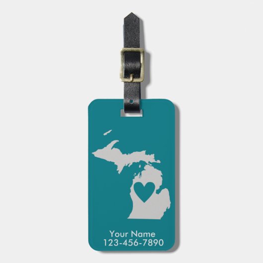 Heart Michigan State Custom Bagagelabel (Voorkant verticaal)