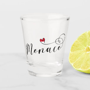 Heart Monaco, Monaco Flag, I Love Monaco Shot Glas