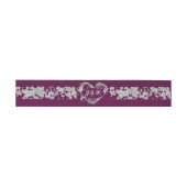 Heart Monogram & Glitter on Plum Uitnodigingen Wikkel (Vlak)
