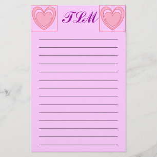 Heart Monogrammed Stationery Lined Briefpapier
