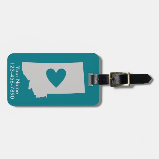Heart Montana State Custom Bagagelabel (Voorkant horizontaal)