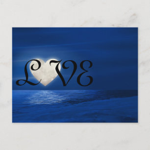 Heart Moon met Snowy Beach LOVE Winter Briefkaart
