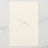 Heart n Flèche Custom Ecru Simple Menu Mariage (Dos)