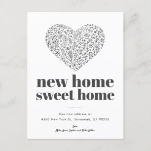 Heart New Home Sweet Home Uitnodiging Briefkaart