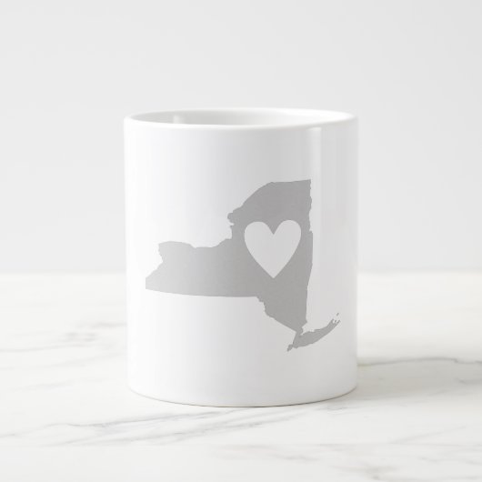 Heart New York State Map Silhouette Jumbo Beker (Voorkant)