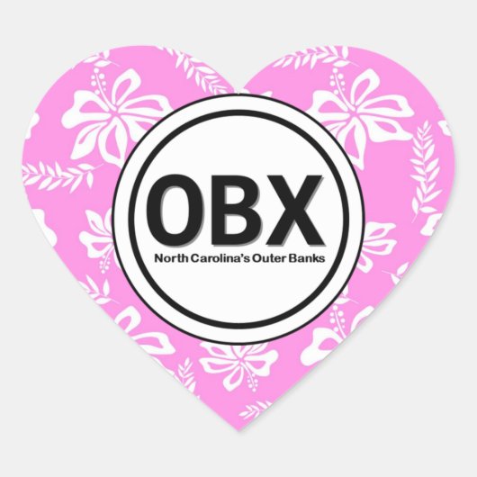 Heart OBX Outer Banks NC Beach Balise Stickers ros (Devant)