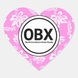 Heart OBX Outer Banks NC Beach Balise Stickers ros