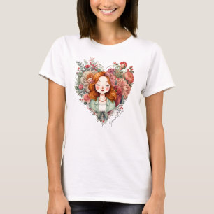 Heart of Blooms - Vrouw ingelijst in Bloemen Hart T-shirt