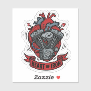 Heart Of Iron Biker V-Twin Motor Vinyl Sticker