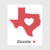 Heart of Texas State  Die Cut Sticker (Vel)