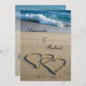 Heart on the Shore Beach Wedding Invitation (Devant / Derrière)