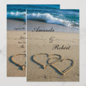 Heart on the Shore Beach Wedding Invitation (Devant / Derrière)