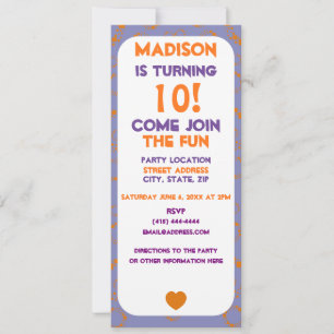 Heart Oranje Paarse vierkantjes Circles Stippen Bi Kaart