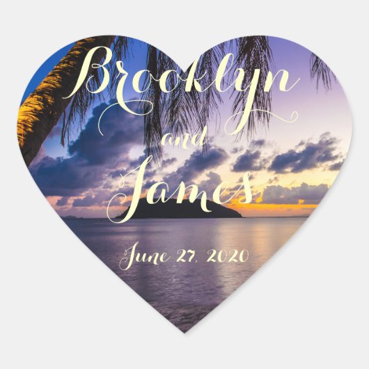 Heart Paarse Beach Weddenschappen Stickers (Voorkant)
