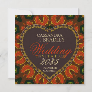 Heart Passion Fire Tribal Wedding Invitations Kaart