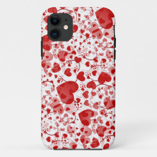 HEART-patroon - rood en wit iPhone 11 Hoesje