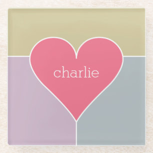 Heart Pattern aangepast monogram glas onderzetter