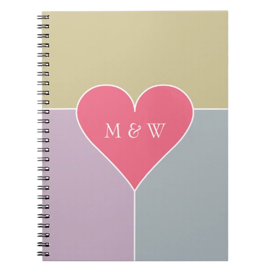 Heart Pattern aangepast monogram notitieboek (Voorkant)