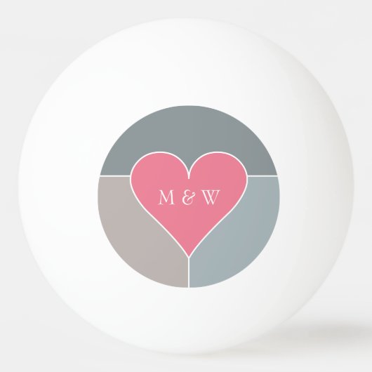 Heart Pattern aangepaste monogram en datumballen Pingpongballen (Voorkant)
