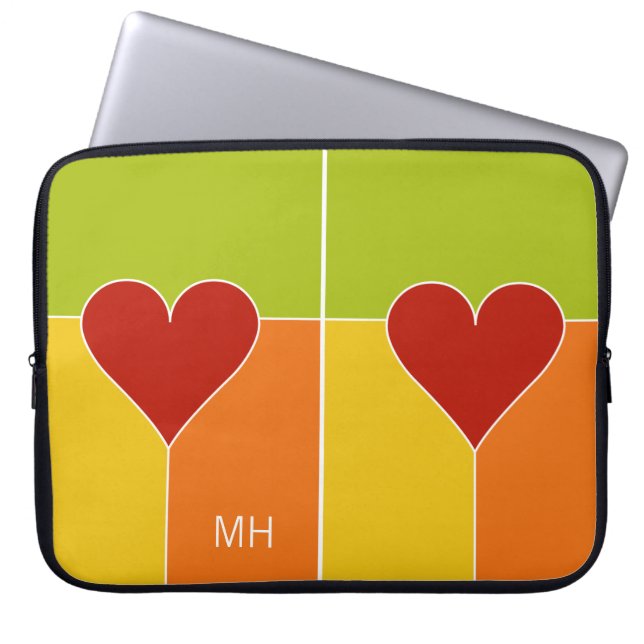 Heart Pattern aangepaste monogram laptophoezen Laptop Sleeve (Voorkant)