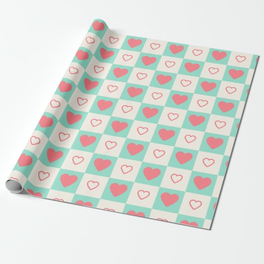 Heart Pattern Cadeaupapier (Uitgerold)