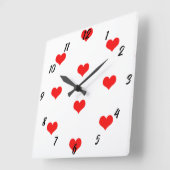Heart Pattern Cute Red White Custom Valentijnsdag Vierkante Klok (Hoek)