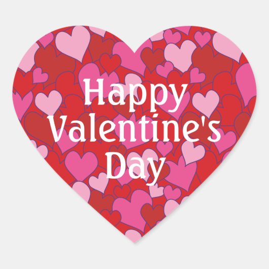 Heart Pattern Happy Valentine's Day Sticker (Voorkant)